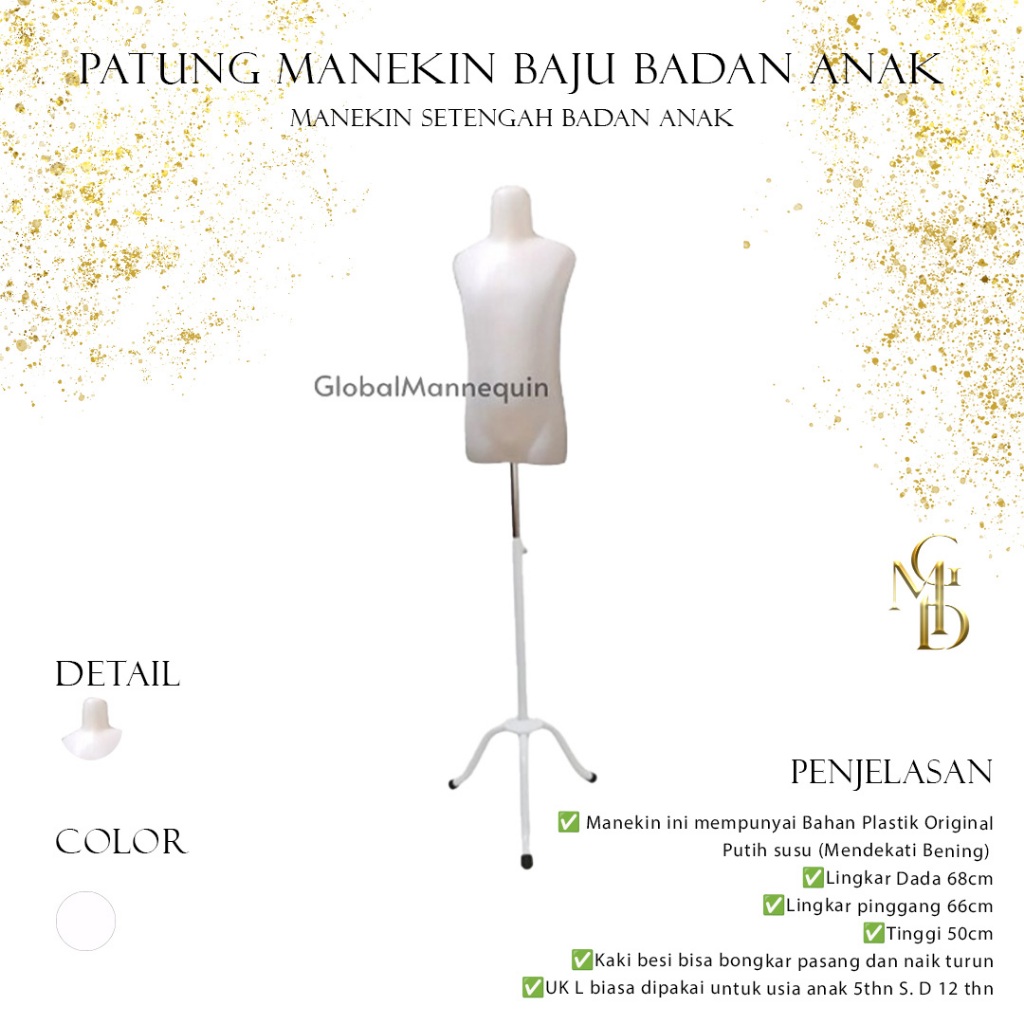 Patung Manekin Baju Badan Anak | Manekin Setengah Badan Anak L