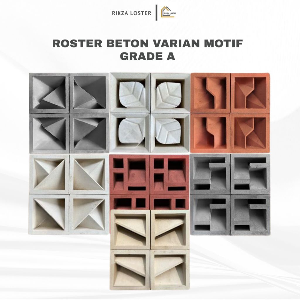 Roster Beton Lubang Angin Grade A – Varian Motif Estetik | Ukuran 20x20 | RIKZA LOSTER
