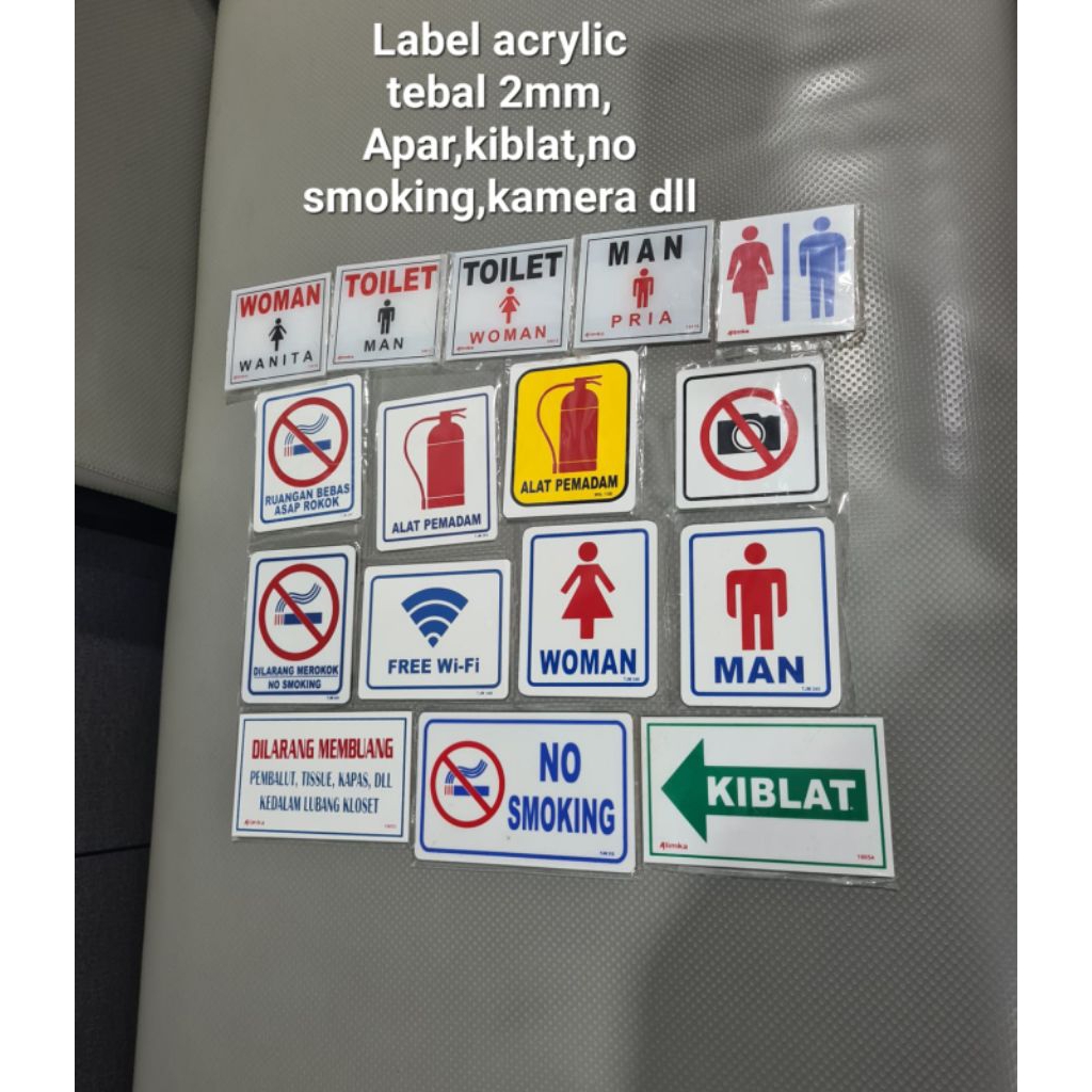 

label acrylic 2mm , Apar, pria, wanita dll, berbagai ukuran