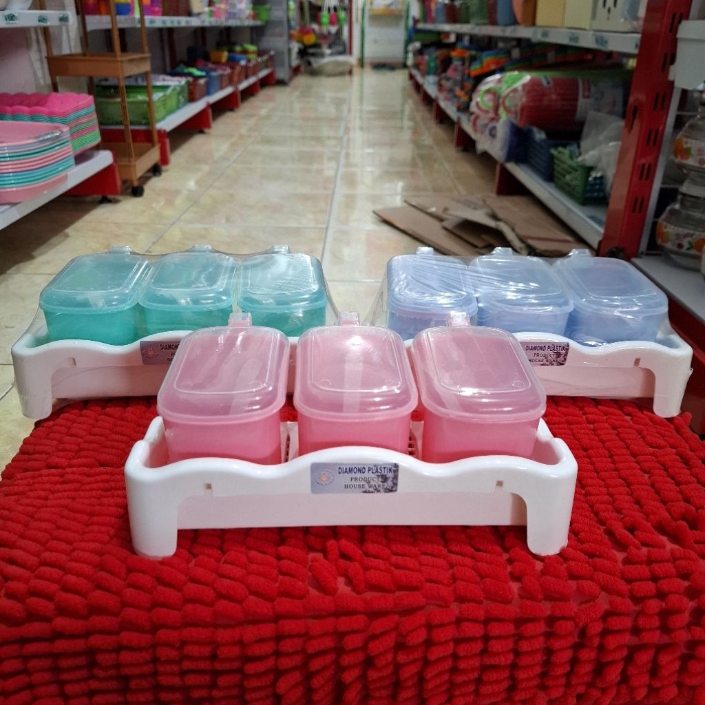 Rak tempat Bumbu dapur set serbaguna plastik/wadah rempah garam set/Kitchen set lavender