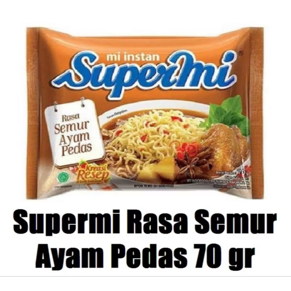 

Supermi rasa semur ayam pedas / mi instan goreng