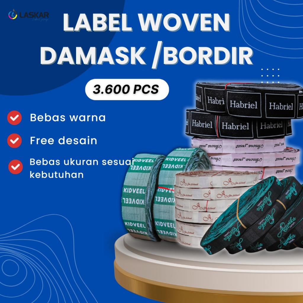 

woven label baju custom nama sendiri untuk baju di pondok border lebel merek bordir celana
