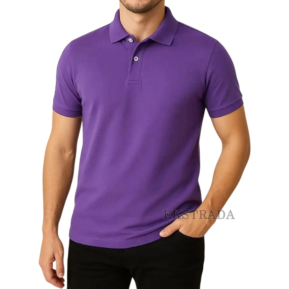 Kaos Kerah Pria Ungu Polos Polo Shirt Pria Lengan Pendek Kerah Fashion Kaos Pria Kekinian