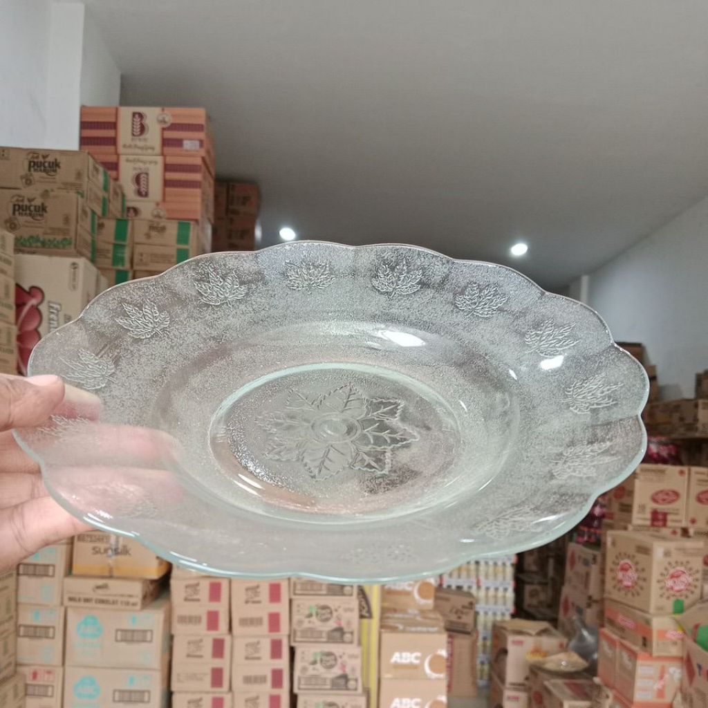 piring kaca putih 1 lusin