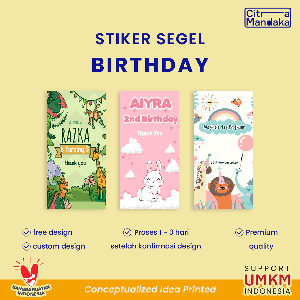 

Stiker Segel Box Packaging Hampers Ulang Tahun Anak Custom Label Box Packaging | Sticker Label Makanan