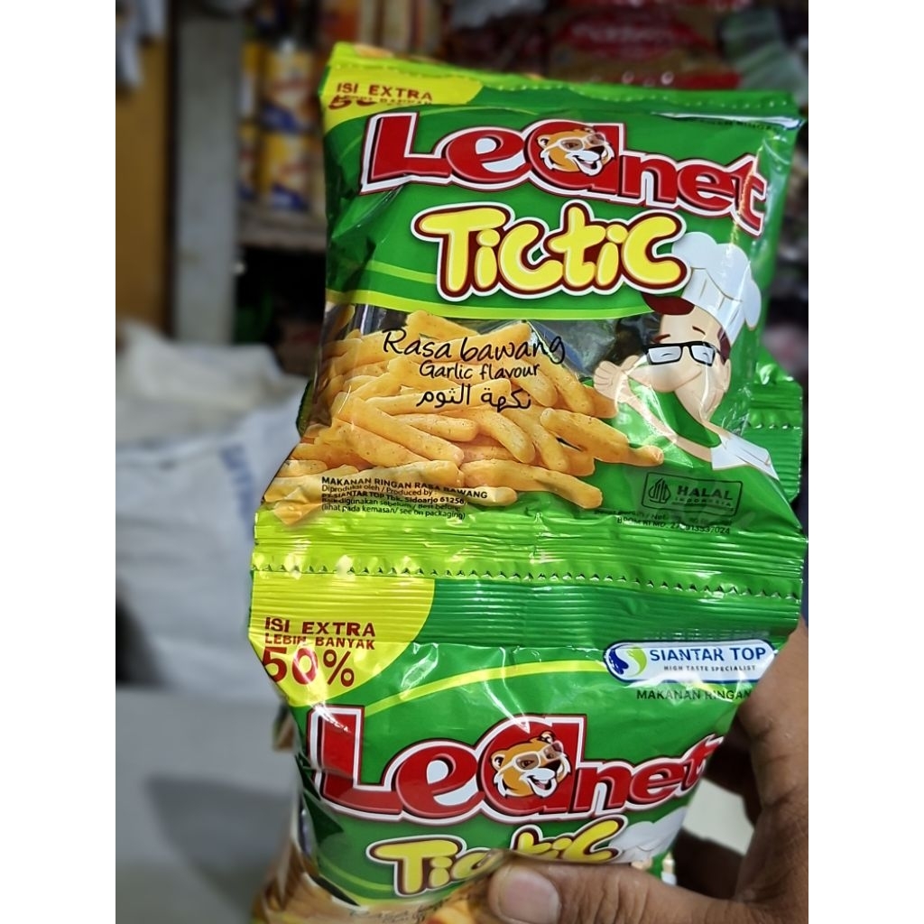 

makanan ringan leo net tictic renceng isi 10