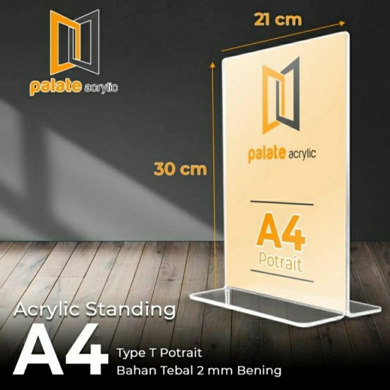 

KODE D49C Acrylic Akrilik Tent Holder Stand Ukuran A4 21 x 3cm T Potrait 2mm