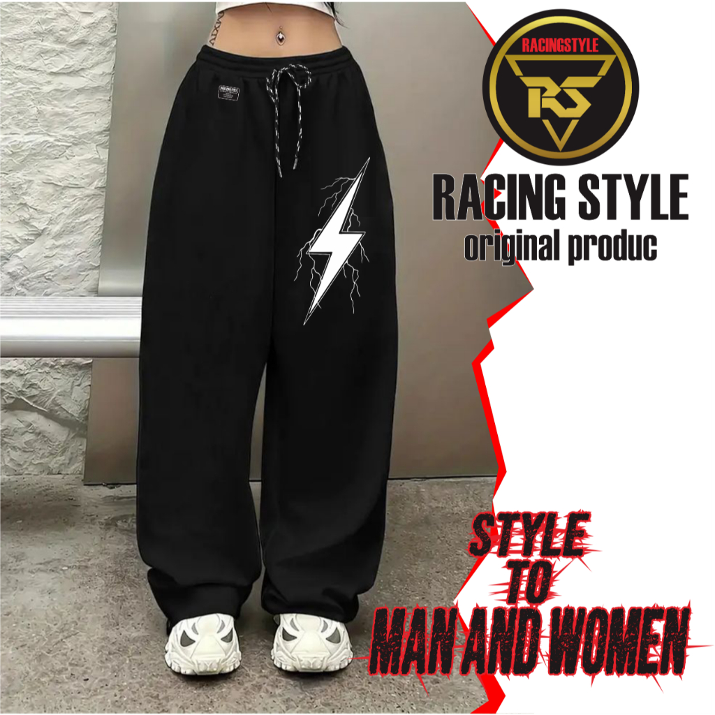 Celana Skena Baggy Pants Outpit Korea Style Celana Gombrong Pria Wanita Bahan Fleece 280 Gms