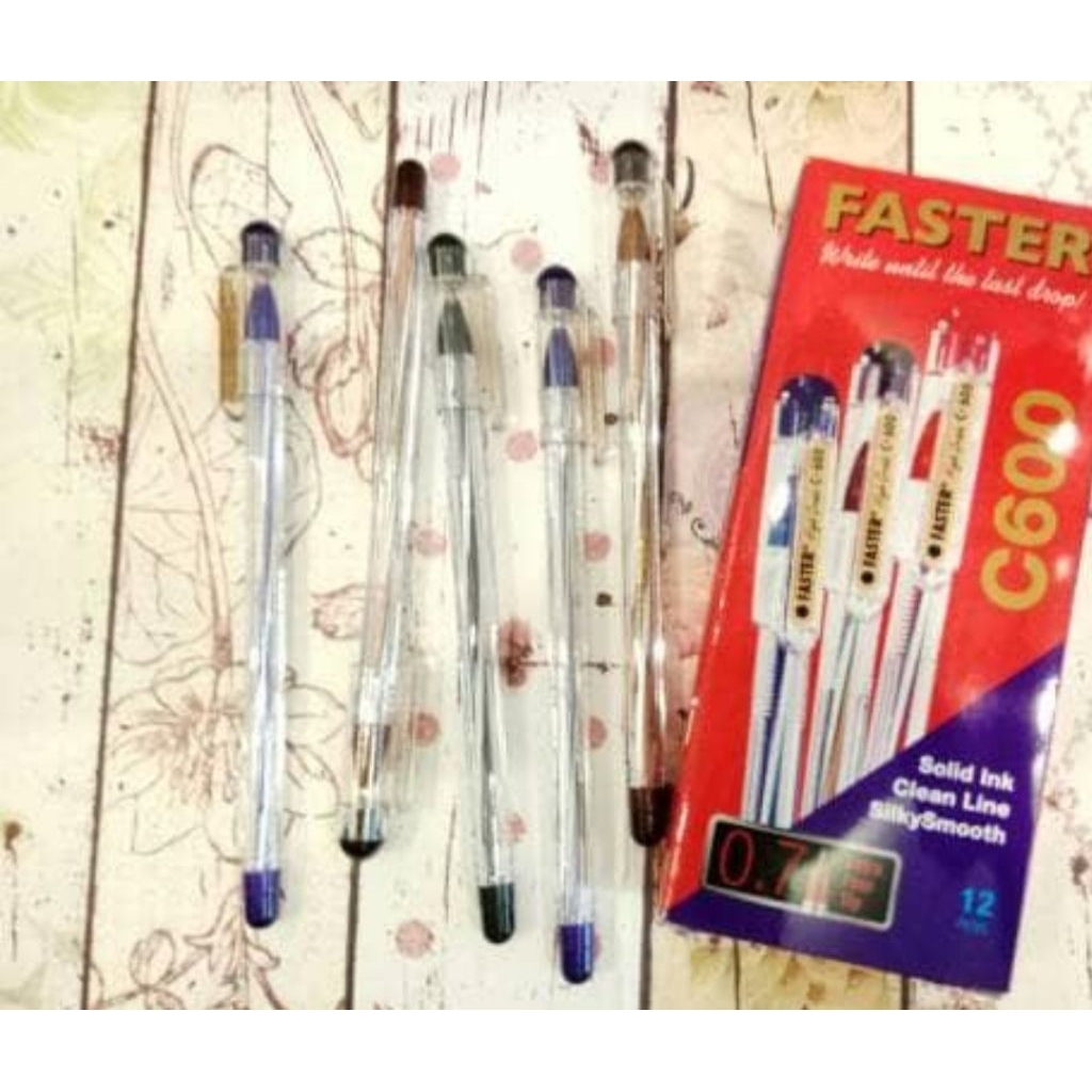 

FASTER Ballpoint Pen C600 (Cabut) / Extra Fine Ballpoint Pen C6 (Cetek) Biru , Hitam , Merah - Gross isi 12 Doz.