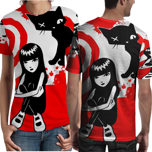 Kaos Emily the Strange Tshirt Fullprint Unisex Casual Bahan Polyester Jersey [PO 3 HARI]