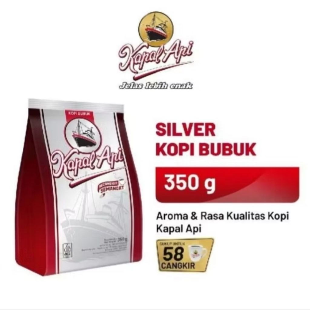 

Kopi Kapal Api Silver 350 Gram Tanpa Gula - Kopi Bubuk Hitam