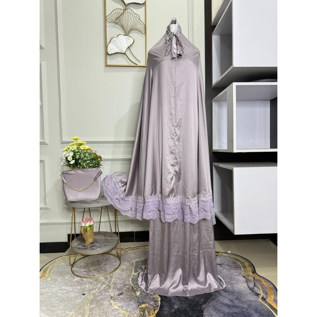 MUKENAH SILK ARMANY POLOS RENDA STRETCH | MUKENA SILK POLOS DEWASA | MUKENAH SILK POLOS PREMIUM SIMP