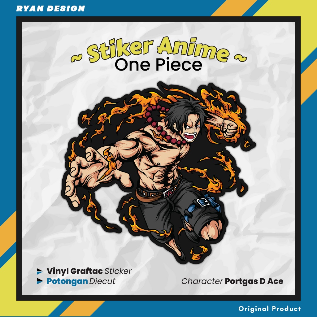 

Sticker Anime One Piece Ace Stiker Laptop Case Hp Ukuran 10 Cm