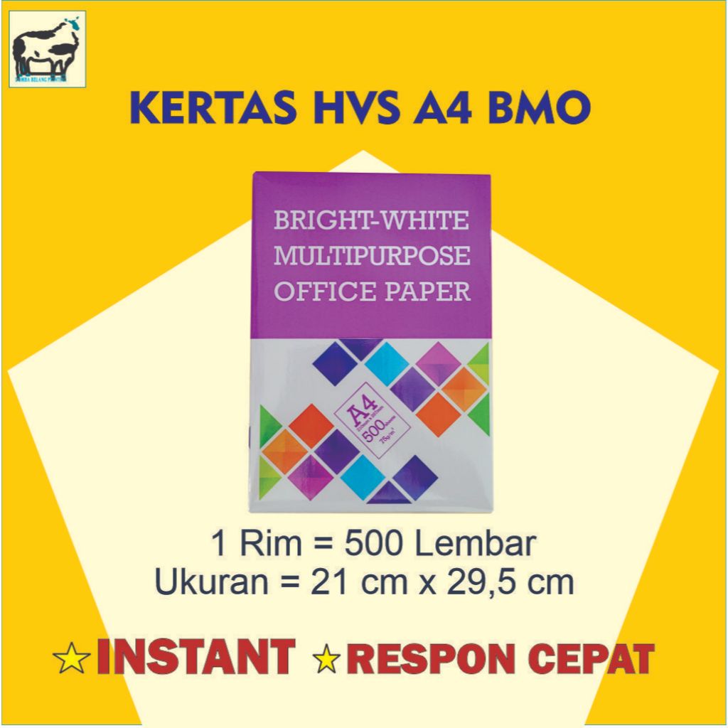 

Kertas HVS BMO 1 Rim (500 lembar) Kertas A4 Untuk Print, Fotocopy Dokumen, Buku, Diktat