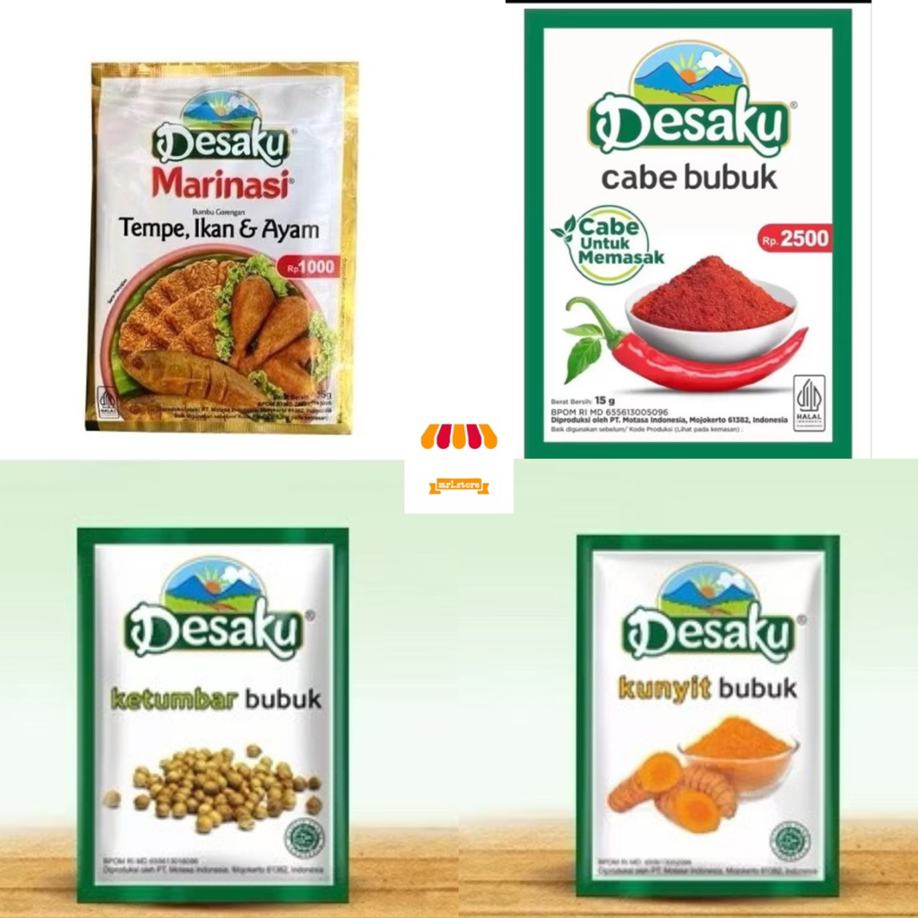 

Bumbu Desaku instant Desaku marinasi Desaku Cabe Bubuk Desaku ketumbar bubuk Desaku kunyit bubuk 1 renceng isi 12pcs