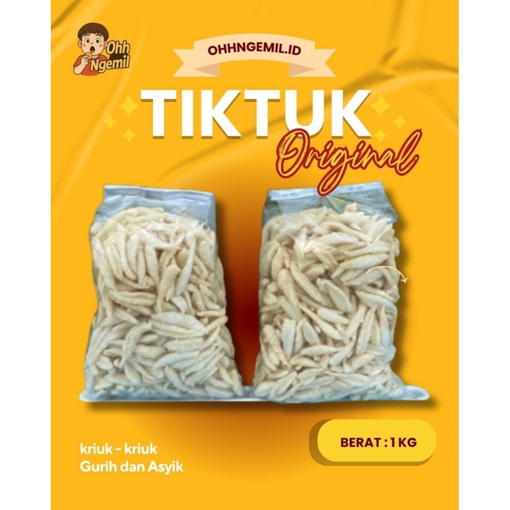 

Ohh ngemil Paket Hemat TikTuk ORIGINAL 2 Kg – cemilan kriuk kriuk Nikmati Semua Varian Sekaligus!