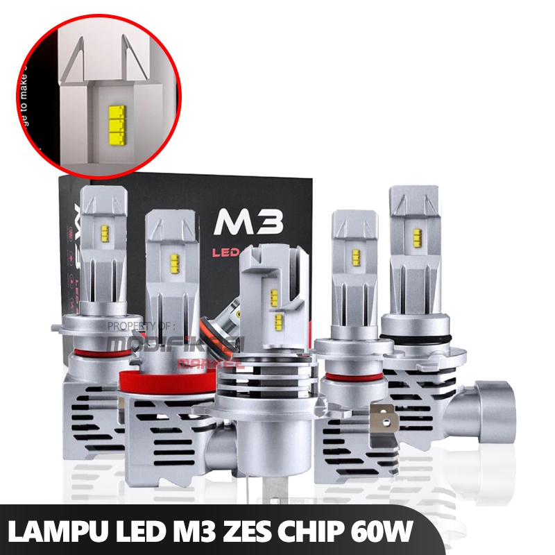 Lampu LED Mobil Lampu Utama Lampu Foglamp M3 ZES Chip 60 Watt 60W Super Bright DC9-36V