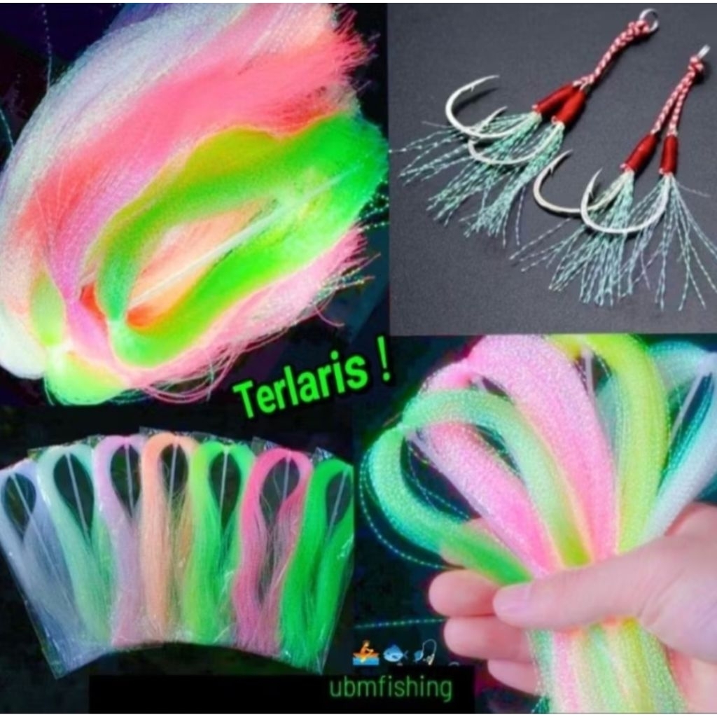 Bulu mutiara kilat umpan pancing assist hook bulu kotrek bulu umpan sabiki umpan bulu mutiara kenzi 