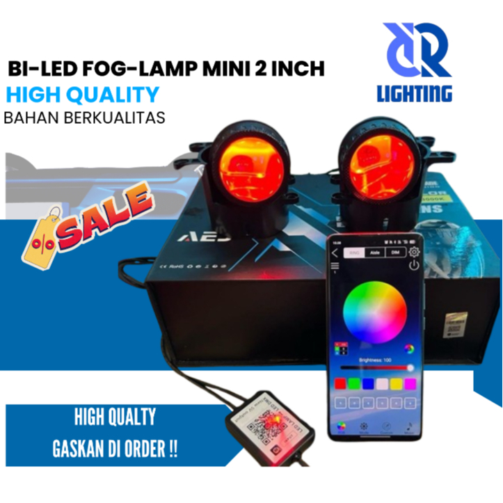 Bi-led Fog-lamp Mini 2 Inch 3 Warna All Weather AES Demon Rgb | fog lamps honda brio mobilio jazz dl