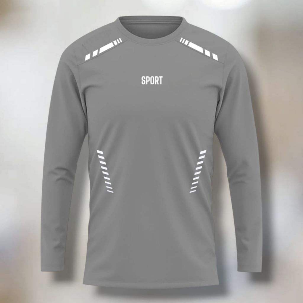 LENGAN PANJANG KAOS OLAHRAGA JERSEY BATMINTON SEPAK BOLA FUTSAL SENAM LARI GYM SIZE L XL XXL