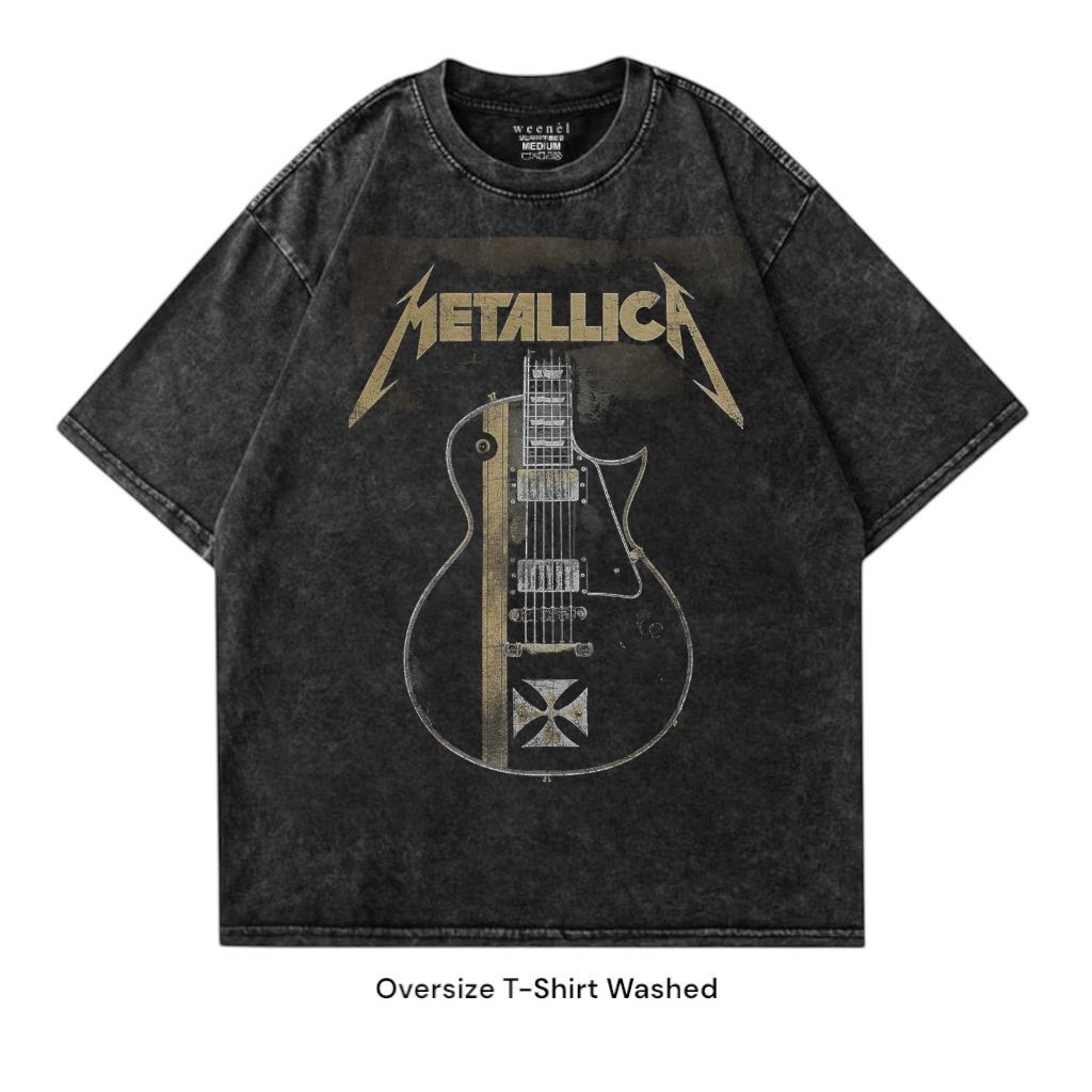 T-Shirt Stonewash Oversize Unisex - METALICA GUITAR / Polos Washed