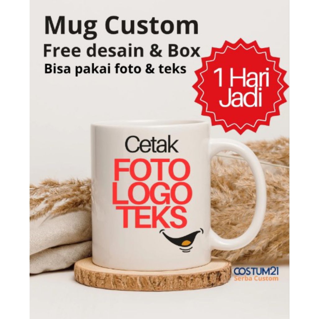 Mug Custom | Bisa cetak FOTO, LOGO dan Tambah tulisan