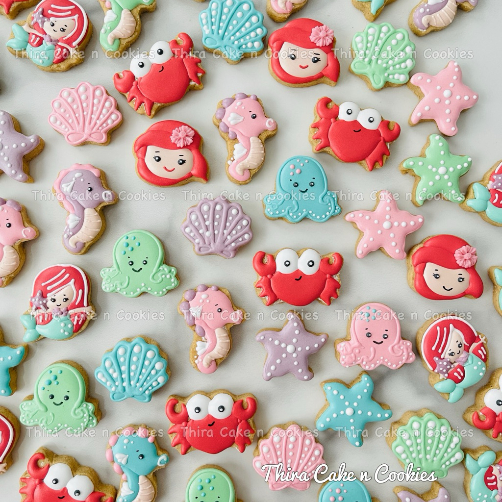 

gluten free mix 6pcs cookies under the sea animals mermaid kukis kue kering ultah cemilan