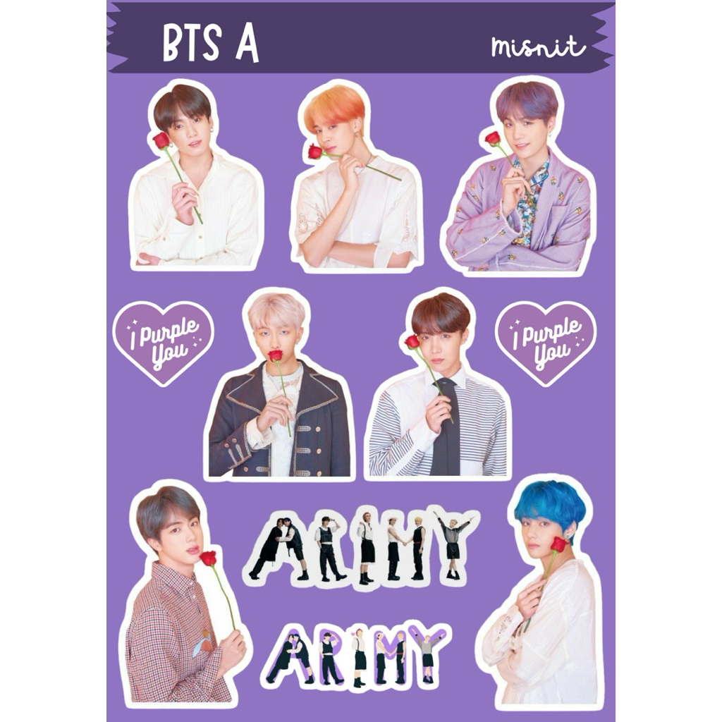 

Sticker Sheet Pack BTS - Chibi - Jin - RM - V - JHope - Jimin - Jongkook - Suga - Sticker Vinyl Kiss Cut ukuran A5 // A6 Tahan Air
