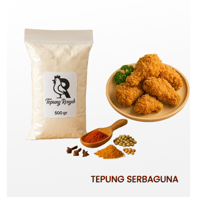 

TEPUNG serbaguna untuk fried chiken tempe tahu dan aneka gorengan lainya