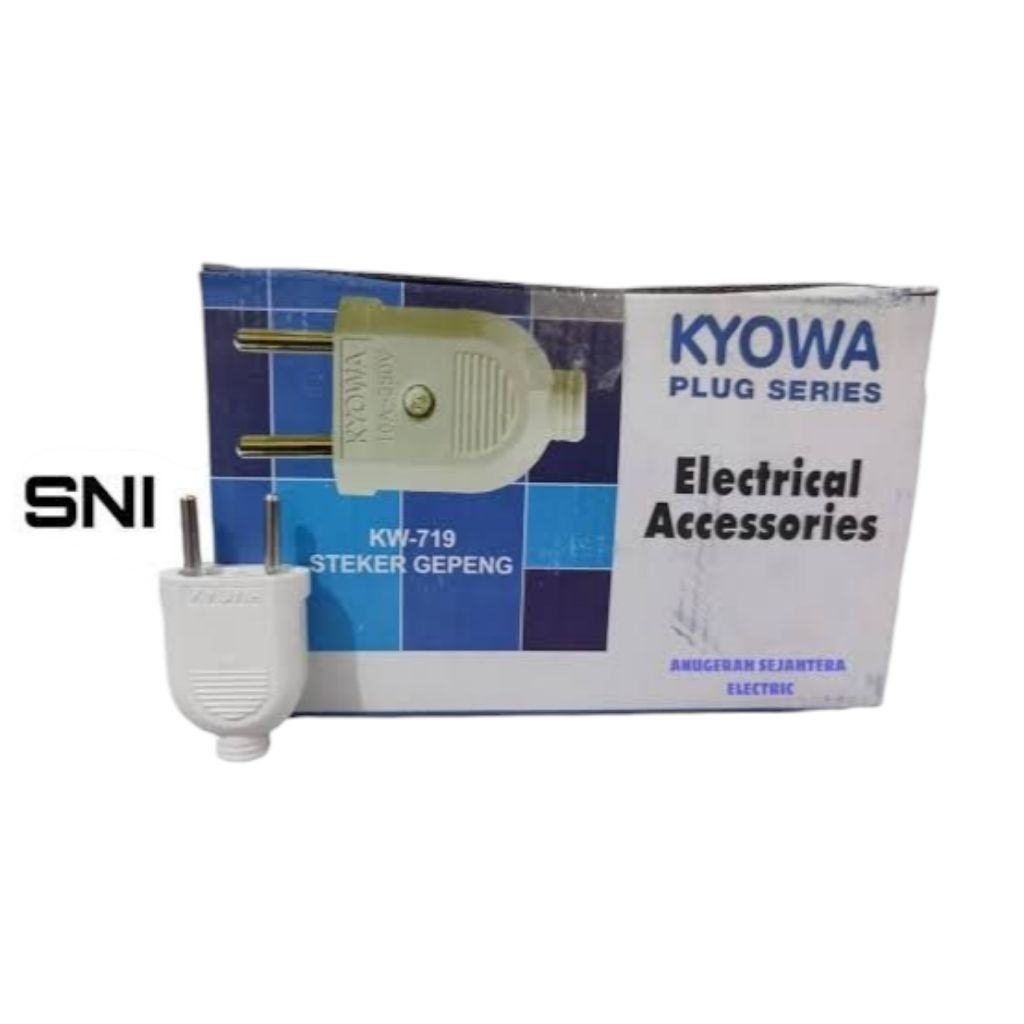 Steker Listrik Gepeng KYOWA KW-719 SNI – Colokan Listrik 2 Kaki Aman & Tahan Lama