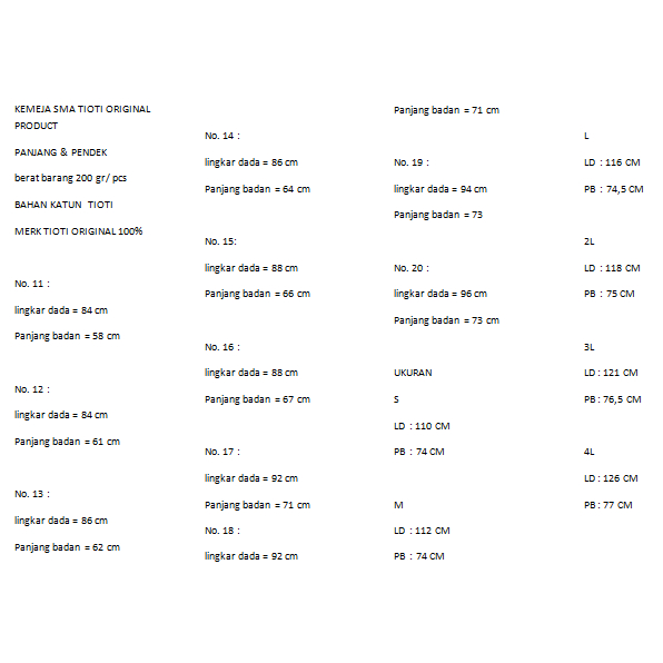 Murah  Seragam Sekolah Sma Tioti / Kemeja Sma Tioti Panjang Dan Pendek / Tioti Kemeja Sma