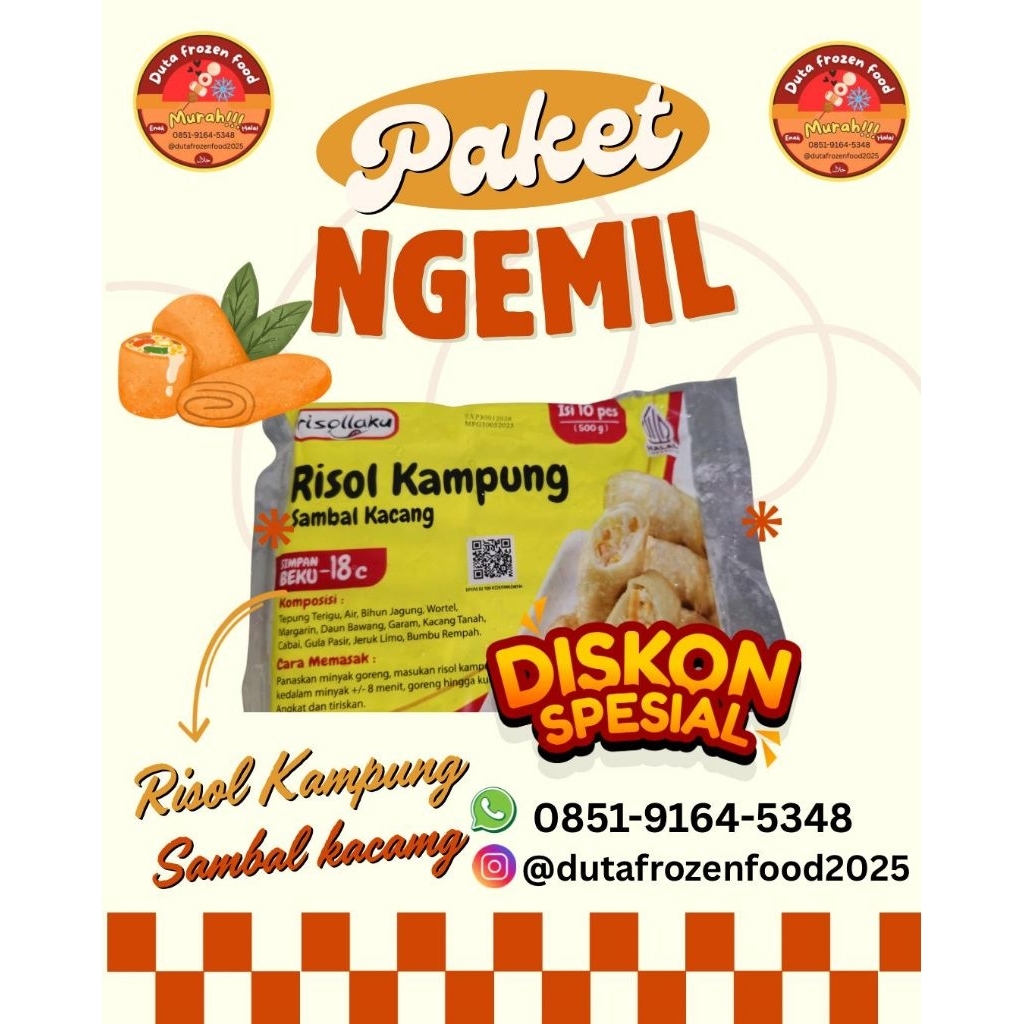 

risol kampung 1pak isi 10bh, risol frozen