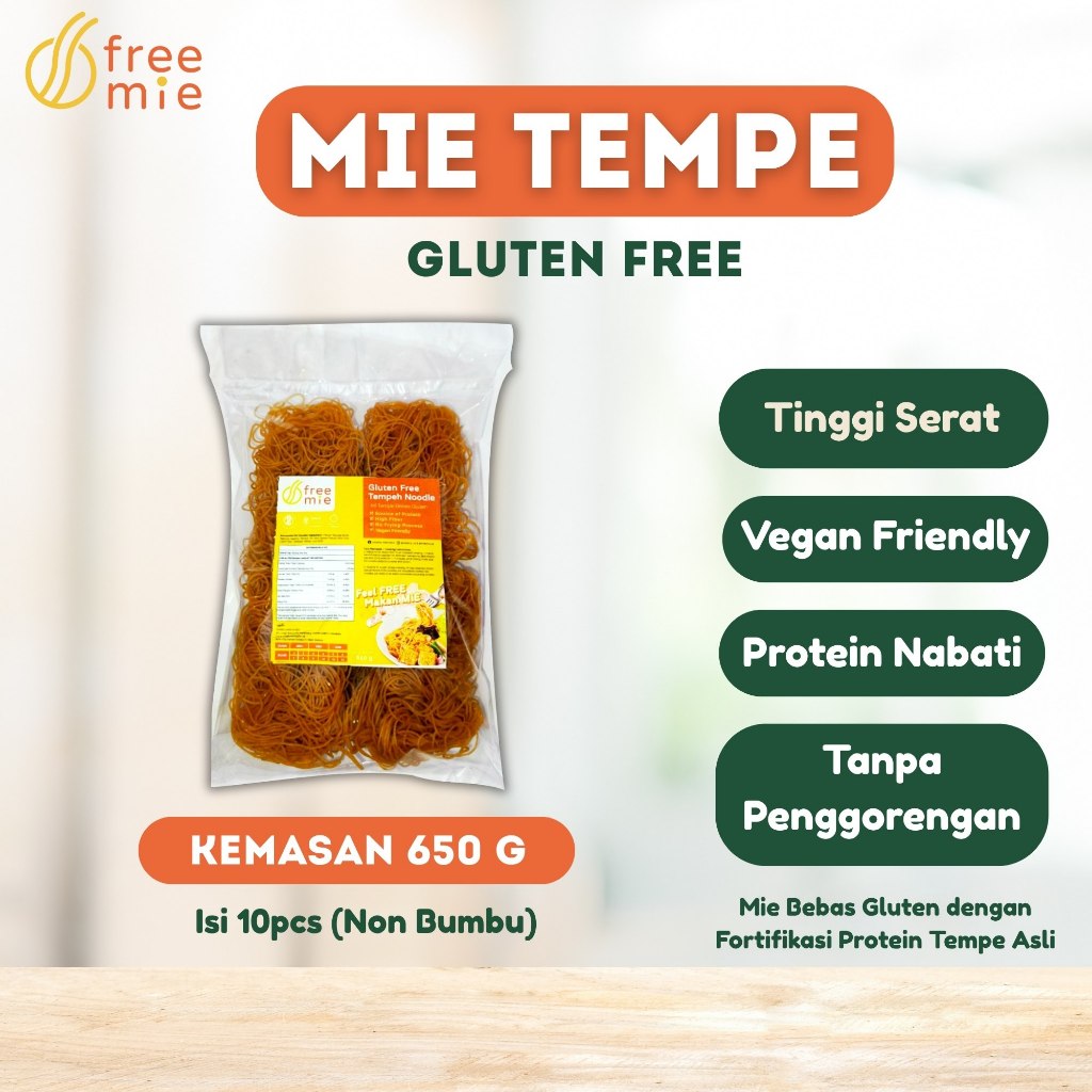 

Freemie Gluten Free 650g (10 porsi)~ Mie Singkong ~ Pasta Vegan Friendly - Mie Tempe - Spagetti