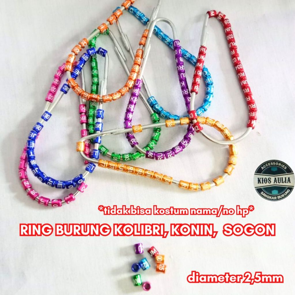 ECER RING KONIN KOLIBRI SOGON LASER CINCIN GELANG PENANDA KAKI BURUNG DIAMETER 2,5mm
