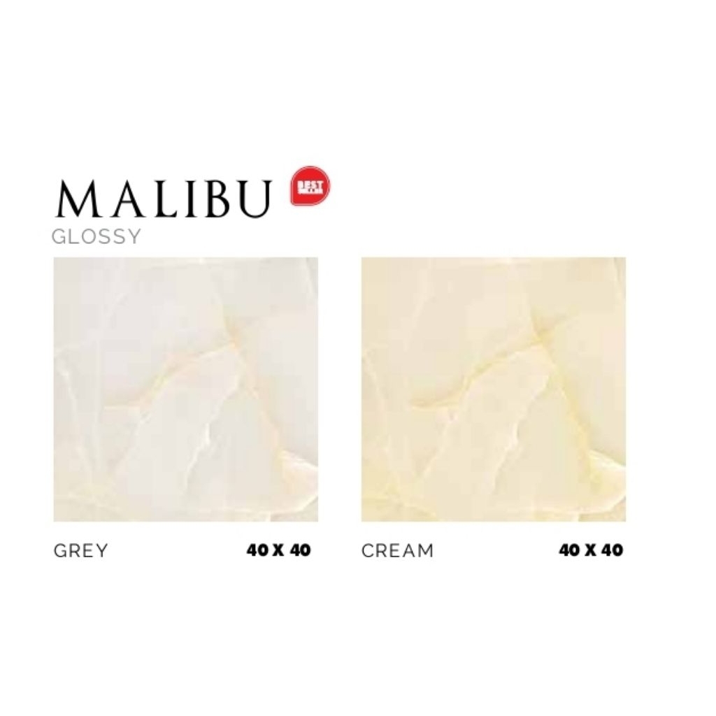 KERAMIK MEREK ASIA TILE TYPE MALIBU GREY MALIBU CREAM UKURAN 40X40 GLOSSY