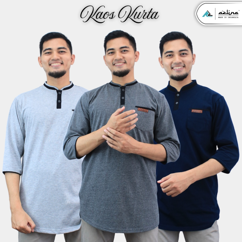Kurta Pakistan Bahan Kaos Lengan 3/4 Baju Kaos Modern AZLINA