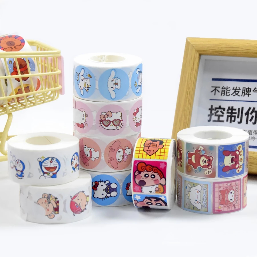 

TOPPERCAKE51_MEDAN Isi 500pcs Stiker Roll Kartun Lucu / Stiker Serbaguna untuk Dekorasi dan Packaging