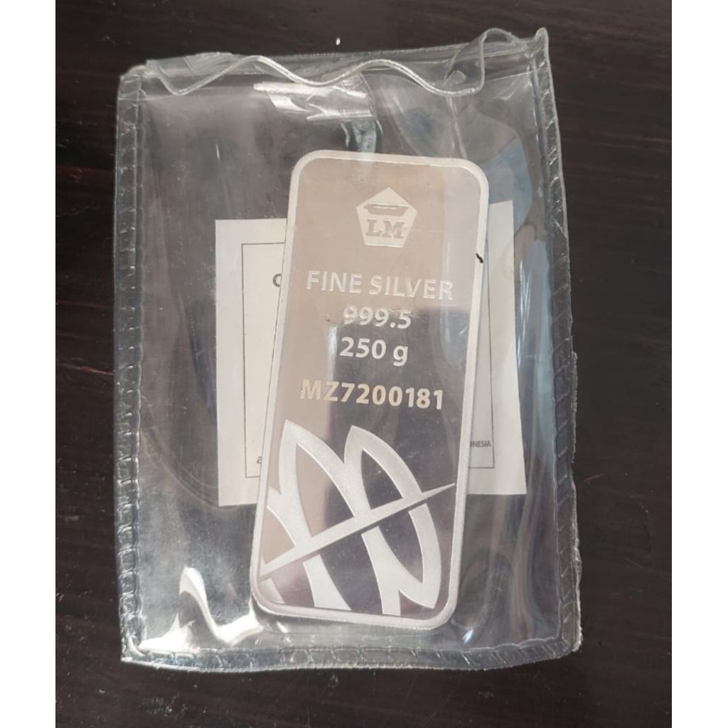 Silver / Perak Batangan Antam Asli 250 Gram Ber Sertifikat
