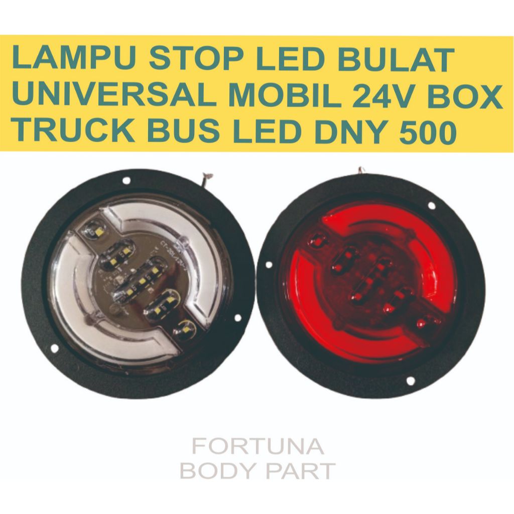 LAMPU STOP LED BULAT UNIVERSAL MOBIL 24V BOX TRUCK BUS LED DNY 500
