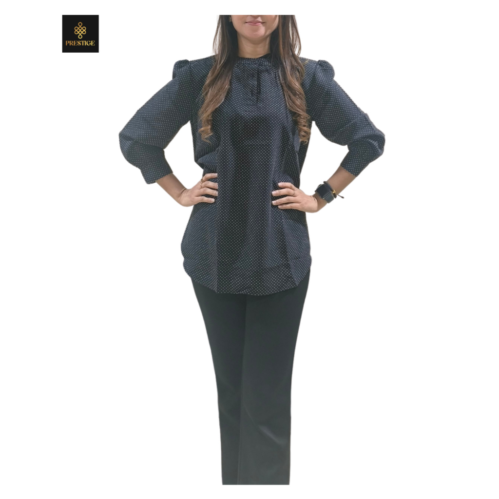 BLOUSE PREMIUM WANITA MOTIF POLKADOT HITAM - Blouse Wanita dewasa keren dan nyaman