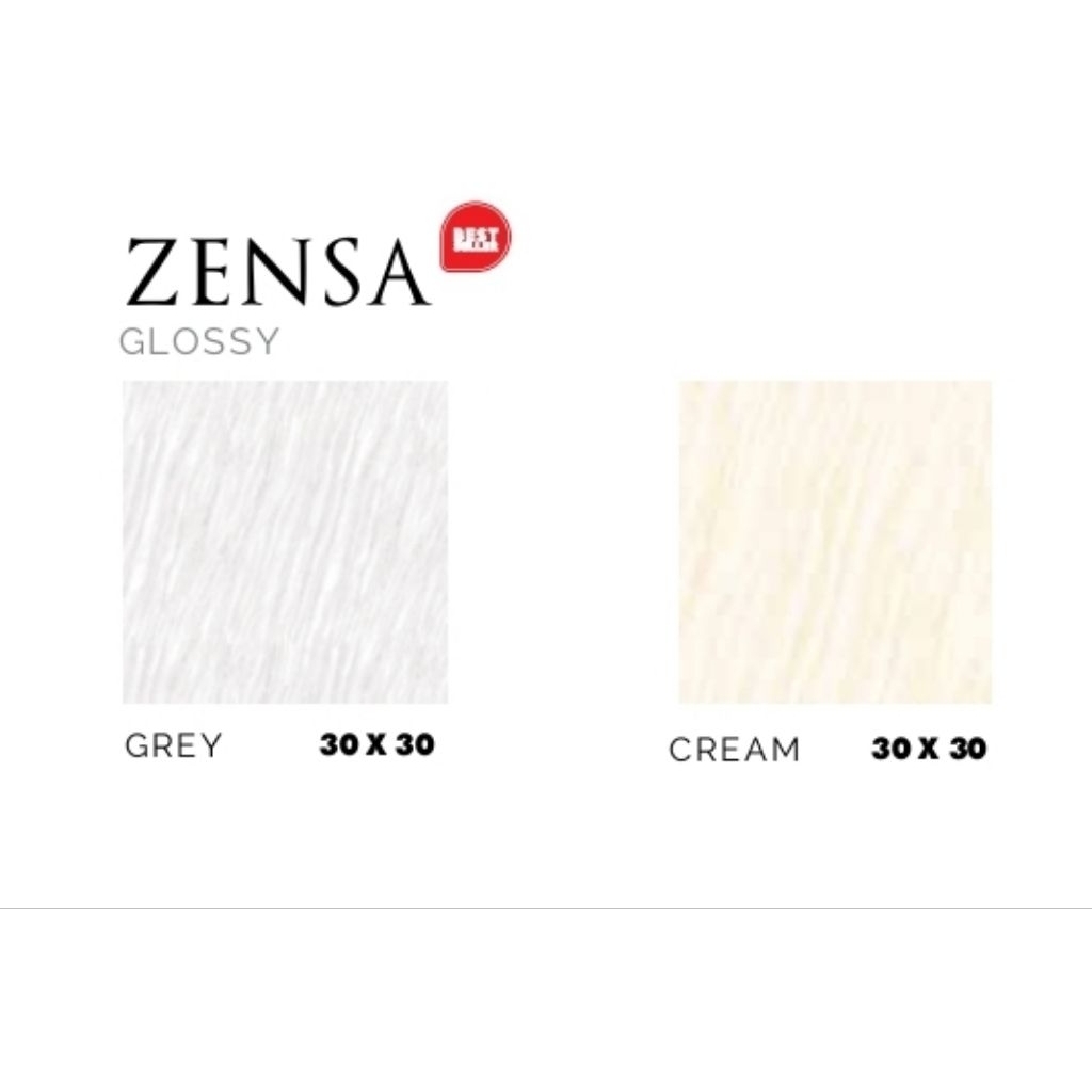 KERAMIK MEREK ASIA TILE TYPE ZENSA GREY ZENSA CREAM UKURAN 30X30 GLOSSY