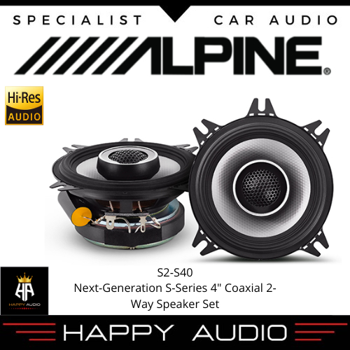 Alpine S2-S40 Next-Generation S-Series 4 Inch Coaxial 2-Way Speaker SET