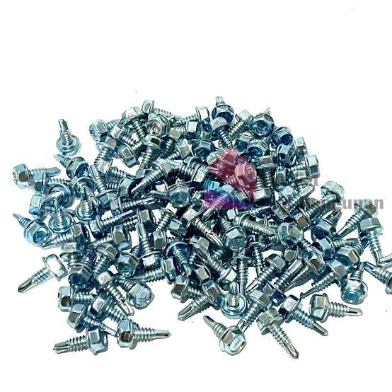 Toko Sekrup Baut Murah Baut Baja Ringan Drilling Atap Galvalum 8x13 isi 400pcs dengan Kunci Kepala 6