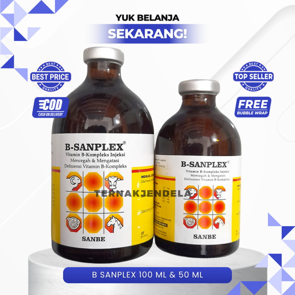 B SANPLEX 100ml & B SANPLEX 50ml - Vitamin B kompleks Hewan - Vitamin Sapi - Vitamin Kambing - Vitam