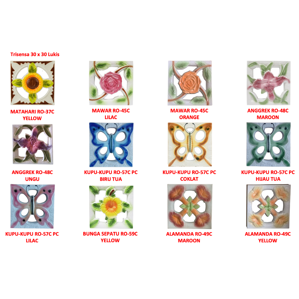 30x30 Roster Trisensa / Lubang Angin Lukis / Roster Keramik Lukis