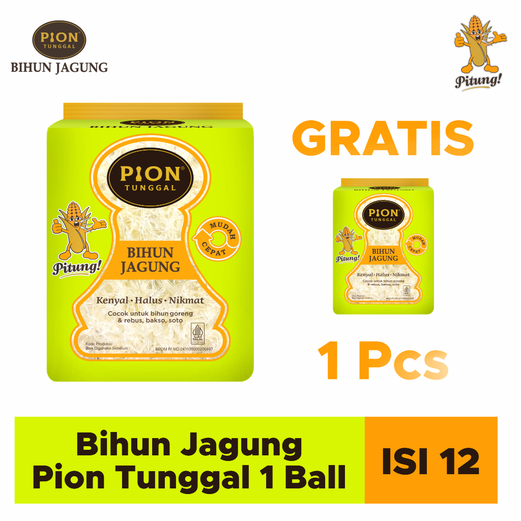 

BIHUN JAGUNG PION TUNGGAL HIJAU 1 BALL - ISI 12 - (GRATIS 1 PCS BIHUN )
