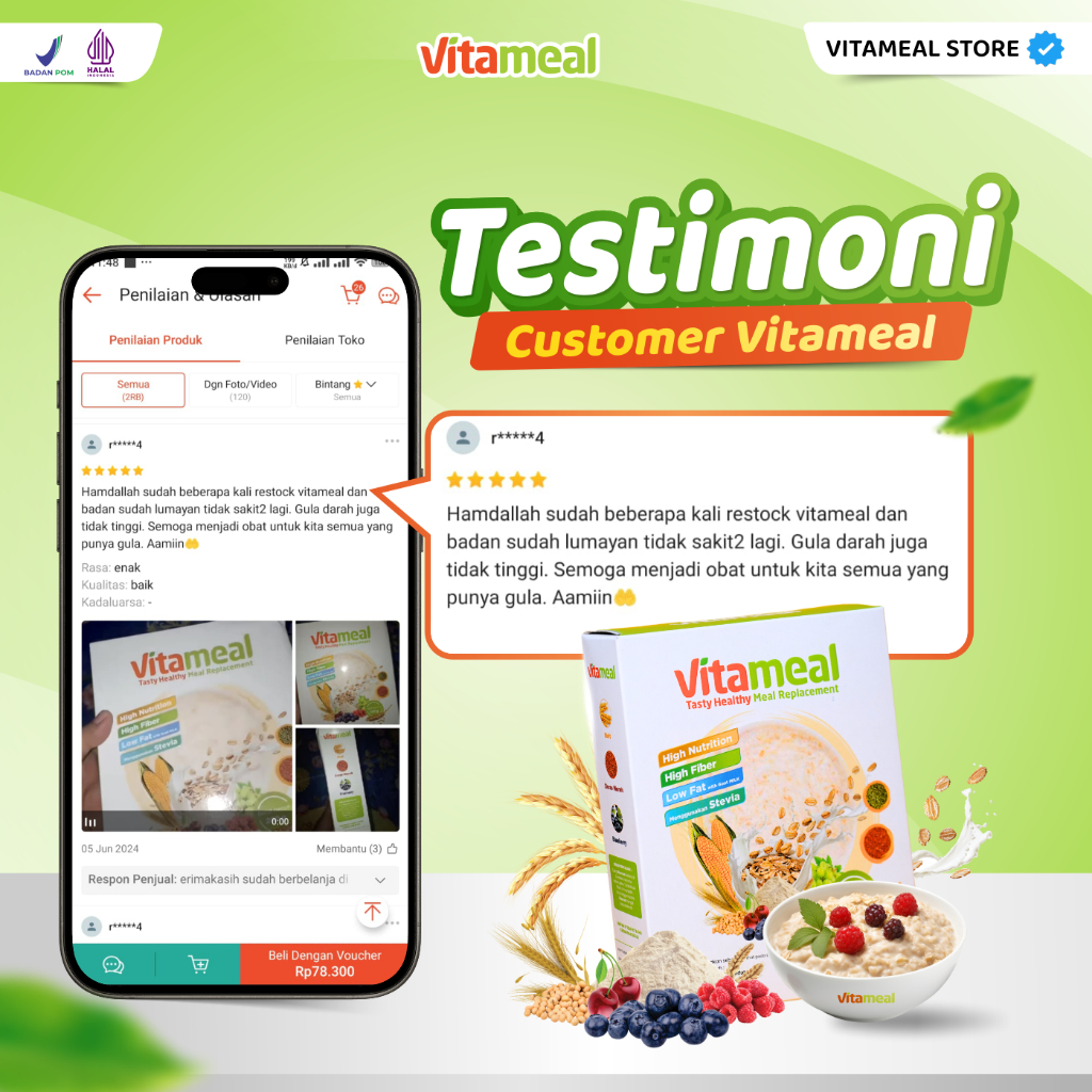 

RB VITAMEAL Sereal Alami Multigrain Penurun Gula Darah Tinggi Obat Diabetes Kolesterol Menurunkan