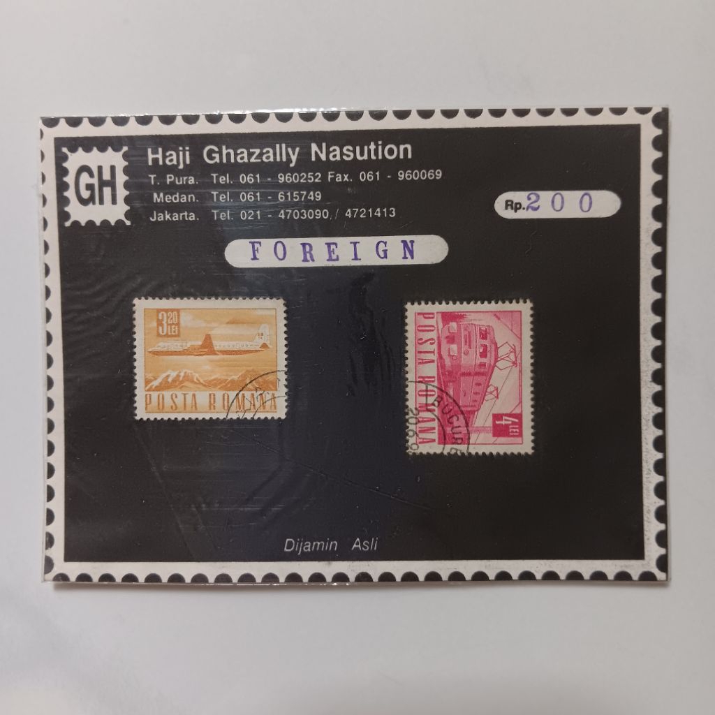 

Perangko Rumania 1968 Postal and Transport 3,20 Lei & 4 Lei CTO Folder