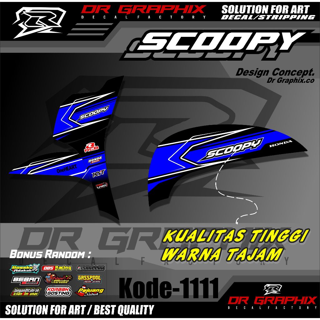 1111 STRIPING MOTOR HONDA SCOOPY FI 2017-2019 STIKER MOTIF RACING DECAL KEREN