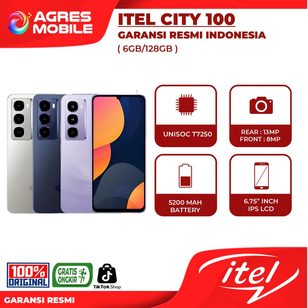 ITEL CITY100 6/128GB - GARANSI RESMI ITEL INDONESIA
